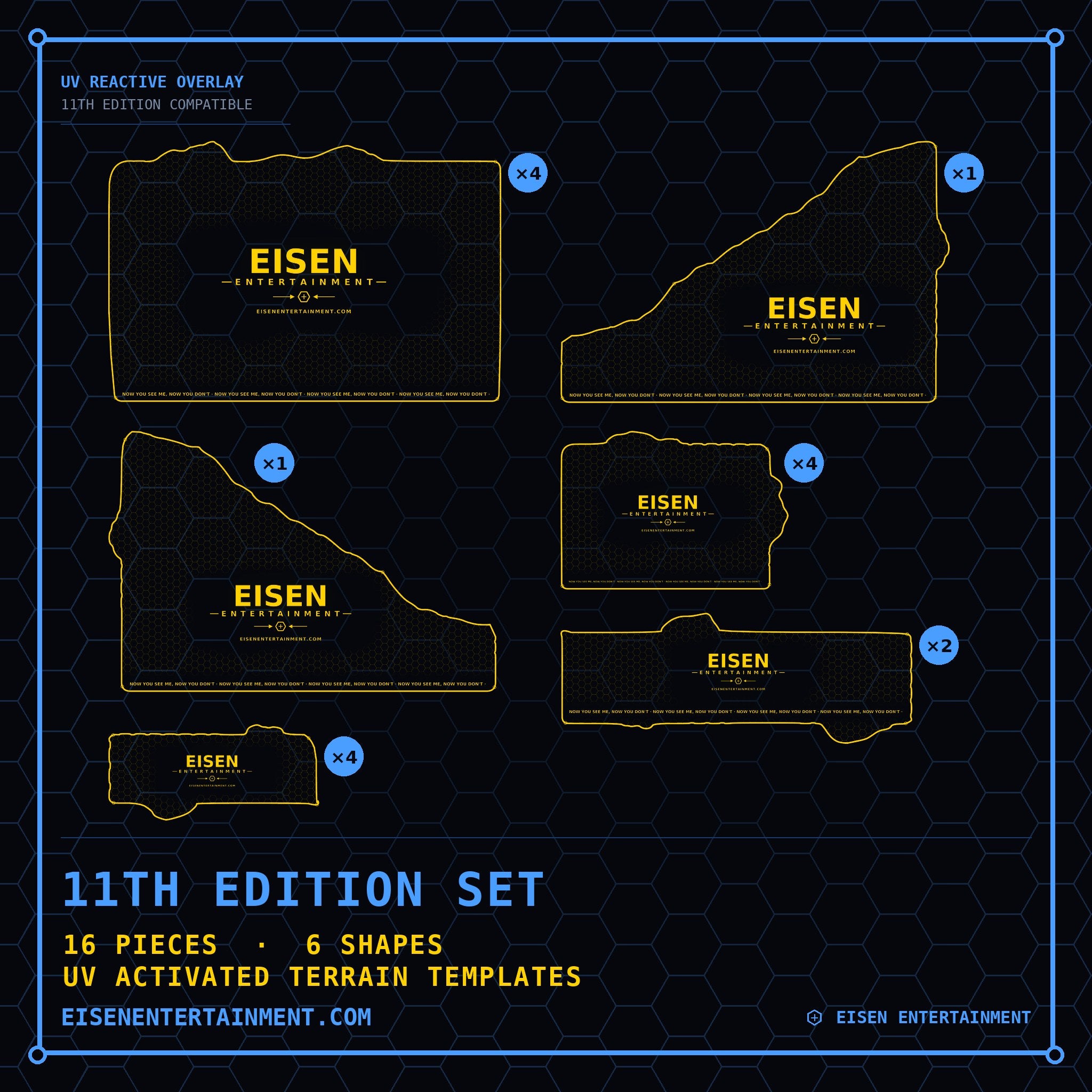 Eisen 11th Edition Set - all sixteen UV reactive terrain templates